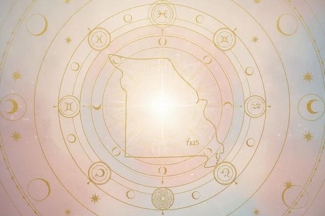 Ilustração etérea de astrologia Nova Era com cores pastel suaves, detalhes dourados, representando uma luz que dissipa a névoa, simbolizando clareza no autoconhecimento astrológico.